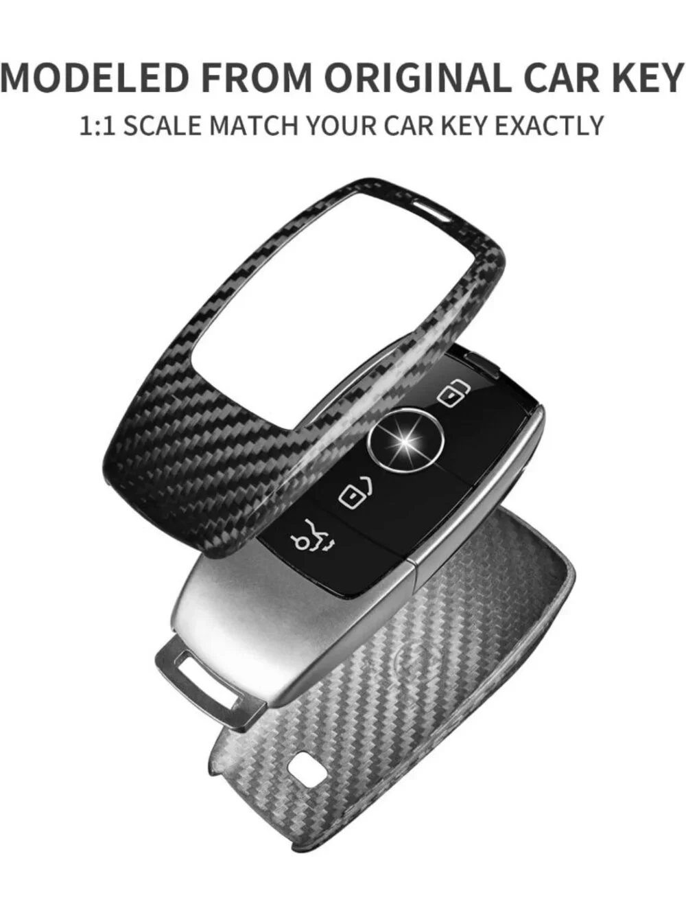 Real Glass Fiber Key Fob Cover for Mercedes-Benz, Keyless Smart Key Protector